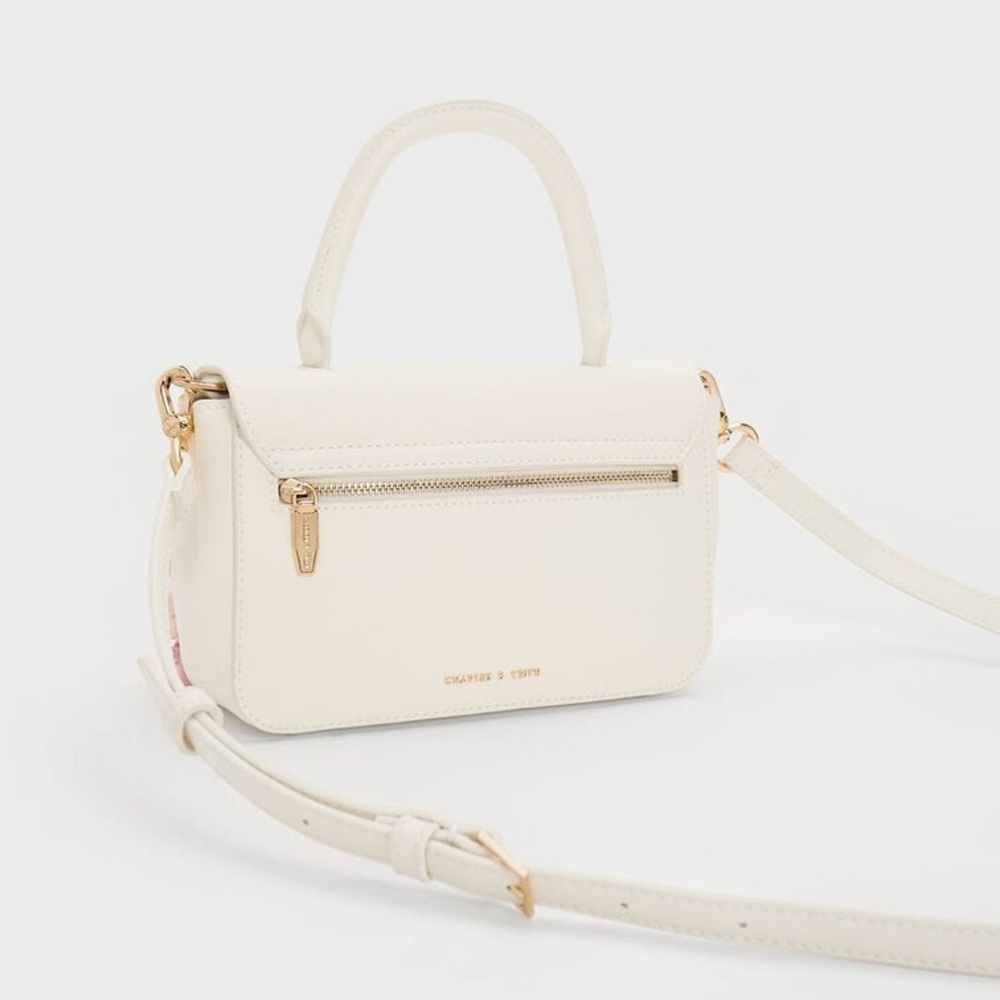 Charles & Keith Floral Mesh Top Handle Bag - Chalk - Picture 3 of 8
